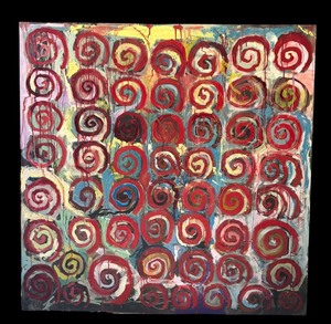 lot 338 image: Large Abstract Spiral Acrylic Painting on Canvas