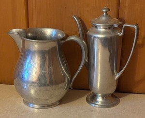 lot 388 image: Vintage Pewter Pitcher and Coffee Pot
