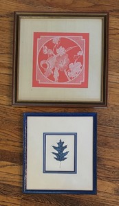 lot 396 image: Set of Two Prints Floral and Leaf Design