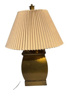 lot 422 image: Vintage Brass Table Lamp with Pleated Shade