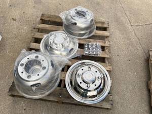 lot 431 image: Complete Set of Stainless Steel Wheel Covers with Lug Nut Caps