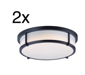 lot 17 image: 2X - Maxim Rogue 3 Light 17 Wide Flush Mount Drum Ceiling Fixture