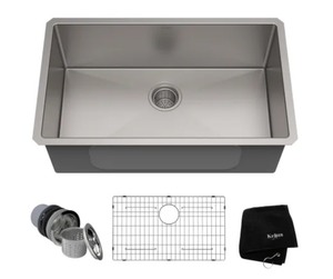 lot 24 image: Kraus Standart PRO 30 Single Basin 16 Gauge Stainless Steel Kitchen Sink for Undermount Installations