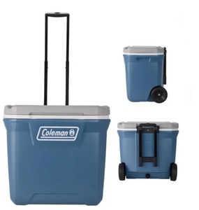 lot 33 image: Coleman 316 Series 60QT Ice Chest Rolling Cooler with Wheels, Lakeside Blue