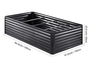 lot 37 image: Galvanized Raised Garden Bed, 8x4x2 FT Large Metal Raised Planter Box Garden Beds Outdoor for Vegetables Flowers and Herbs with Open Bottom and Planting Tools