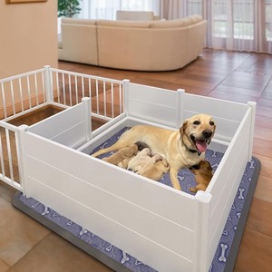 lot 42 image: Whelping Pen for Large Breed Dogs, Indoor Whelping Kit for Puppies Birth, White,96x48x 19.5