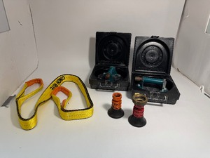 lot 20 image: Fire Hose Nozzle, Woods Power Grip Vacuum Cup, Web Lifting Sling