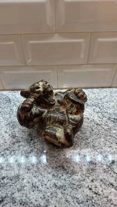 lot 31 image: Denmark Pottery Figurine Playful Bear 3.5 x 5.5 Inches