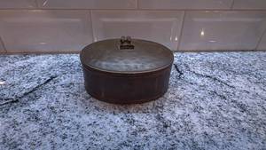 lot 55 image: Ahrnebergs Sweden Oval Copper Box with Lid 3 x 4.75 Inches