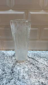 lot 65 image: Etched Glass Vase with Frosted Woodland Design, 7.5 in x 3 in