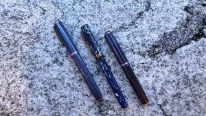 lot 89 image: Set of 3 Blue Marbled Fountain Pens