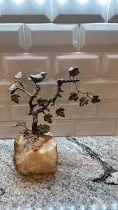 lot 95 image: Curtis Jere Bird on Branch Metal and Stone Sculpture 11 x 11 Inches