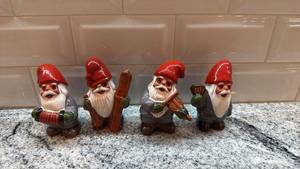 lot 96 image: Set of 4 Rolf Berg Swedish Ceramic Gnome Figurines 4 Inch Tall