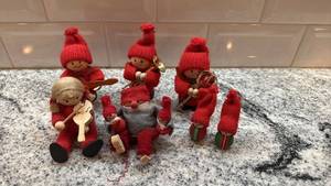 lot 97 image: Set of 4 Scandinavian Christmas Gnome Ornaments with Instruments