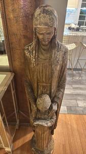 lot 113 image: Large Plaster Religious Statue of Woman and Child, 55 Inch