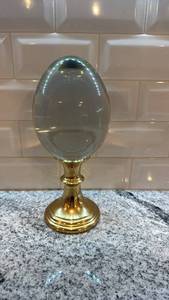 lot 114 image: 10.5-Inch Glass Egg with Brass Base