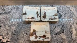 lot 119 image: Set of 3 CFH GDM Limoges Hand-Painted Porcelain Plates with Nautical Scenes