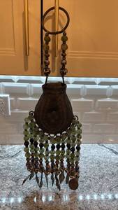 lot 125 image: Decorative Tribal Beaded Wall Hanging with Metal and Stone Accents