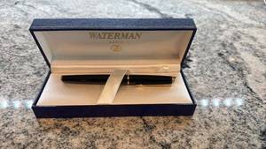 lot 144 image: Waterman Black and Gold Fountain Pen in Presentation Box