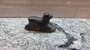 lot 194 image: Carved Black Stone Seal Figurine 3 x 5 Inches