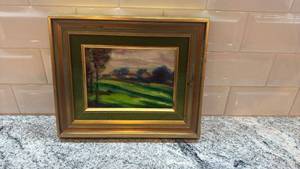 lot 203 image: Framed Impressionist Landscape Oil Painting 10.5 x 8.5 Inches