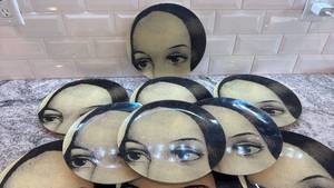 lot 215 image: Set of 10 John Derian Company 10-inch Face Illustration Plates