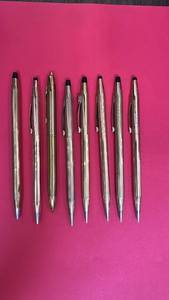 lot 228 image: Set of 8 Vintage Cross Ballpoint Pens Assorted Finishes and Engravings