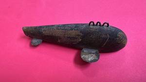 lot 237 image: Vintage Folk Art Wooden Fish Decoy with Metal Fins