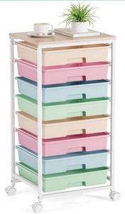 lot 138 image: Rolling Cart with Drawers - Pastel Rainbow