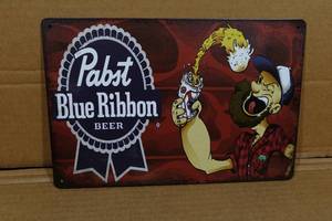 lot 140 image: Novelty Metal Sign - Pabst Blue Ribbon Beer
