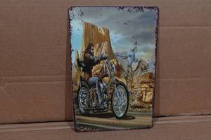 lot 142 image: Novelty Metal Sign - Motorcycle