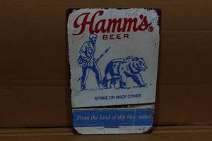 lot 143 image: Novelty Metal Sign - Hamms Beer