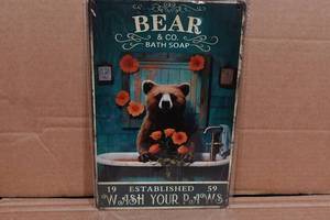 lot 144 image: Novelty Metal Sign - Bear
