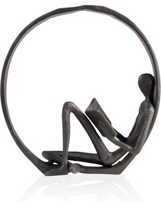 lot 147 image: 2 Danya B. Cast Iron Bookend Sculptures - Encircled Reader