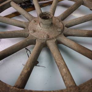 lot 19 image: Vintage Wooden Wheel - 30