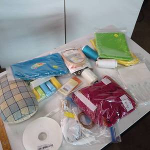 lot 27 image: Large Lot of craft supplies including Vintage Pin Cushion