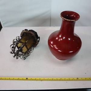 lot 141 image: Vintage ornate light and vase