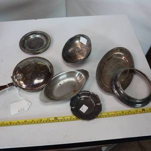 lot 158 image: Vintage collection of Silver plated items plus a nice bed warmer