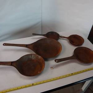 Vintage Lot of Camping Cooking Pans - 5 total, one is cast iron