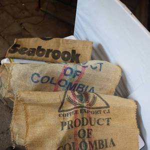 lot 178 image: 3 Burlap Coffee Bags - Large