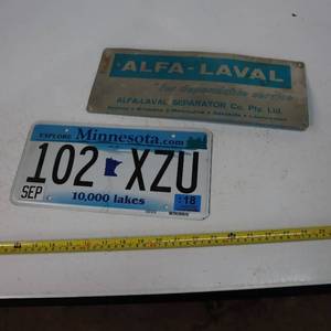 lot 194 image: MN license plate and another interesting plate of a different type