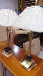 lot 8 image: Pair of Gold Color Table Lamps