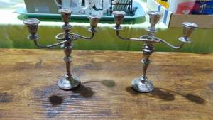 lot 22 image: Pair of Small 7 Sterling Candlesticks, 1 Asis