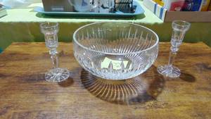 lot 23 image: Waterford Crystal Bowl and Candlesticks