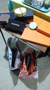 lot 36 image: Assorted Empty Hermes, Chanel, Pandra, Louis Vuitton Boxes and Bags