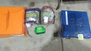 lot 56 image: 2-Sets of New Chair Pads, 2-Eddie Bauer Travel Throws