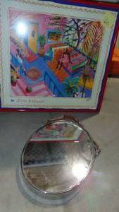 lot 60 image: New Large Oval Mirror and Jane Evershed Framed Print (27 x 29)