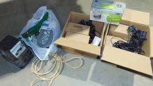 lot 67 image: 2- New Boxes of String Lights, Extension Cords and Bed Risers