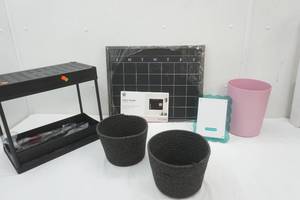 lot 59 image: Chalkboard Calendar, Shelf, Woven Baskets