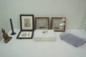 lot 101 image: Decor Lot Meditating Buddha, Stackable Letter Tray Set